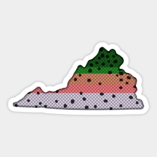 Trout Fishing Rainbow Trout Pattern Virginia State Map Sticker